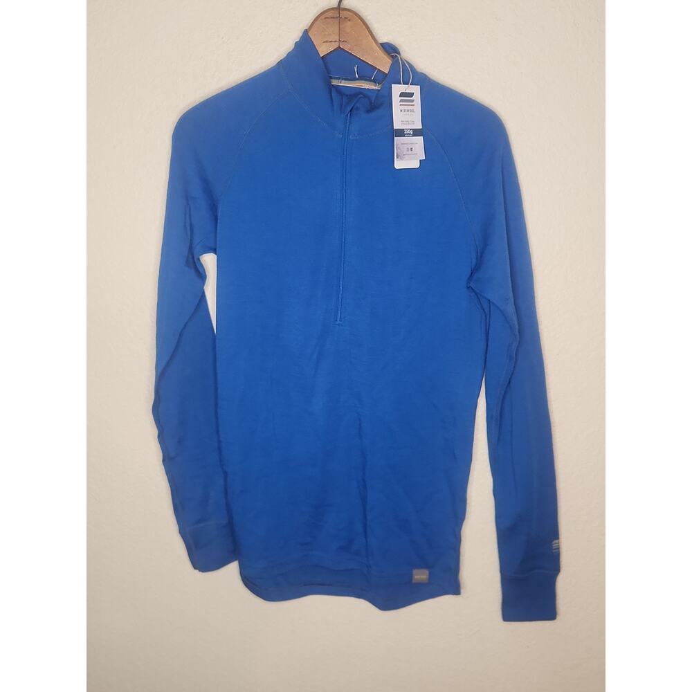 Meriwool Layers Women’s 1/2 Zip Sweater Size SMALL 250g Merino Wool Blue